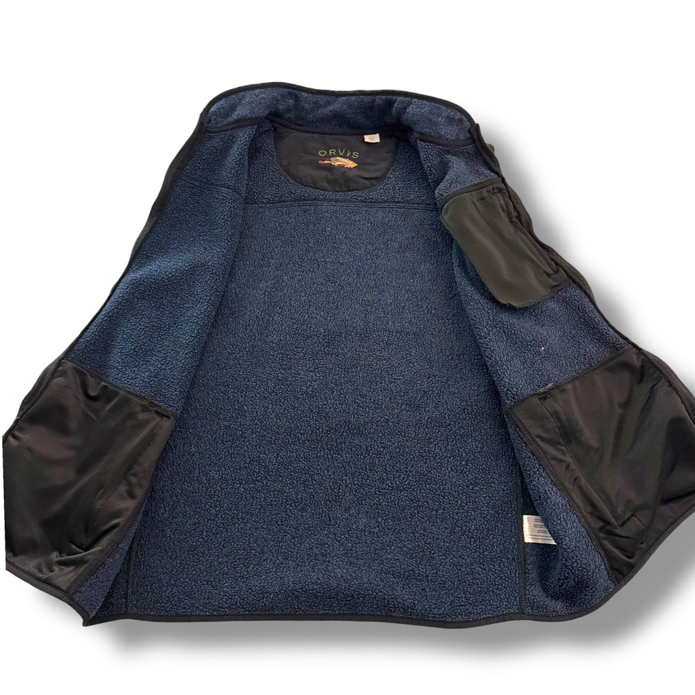 Orvis Men's XL Blue Heathered Fleece Full Zip‎ Vest Zippered Pockets Outdoor - Picture 5 of 9